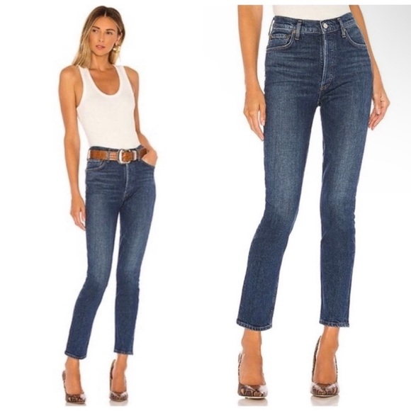 Agolde Nico High Rise Slim Denim Jeans in Fixation - Picture 4 of 13